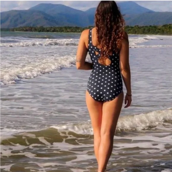 Lands end Carmela Polka Dot One-Piece Swimsuit - Navy - Picture 4 of 7